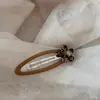 Pinza para el pelo vintage de acetato con estampado de leopardo y flor de pedrería, pinza Bb versátil y elegante, pasador ovalado para flequillo y accesorios para el cabello para mujer