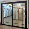 Puerta corredera de partición para cocina y sala de estar con certificación CE, estructura resistente a impactos, puerta corredera de tres enlaces para cocina, puerta de celosía estilo japonés