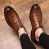 Sapatos de couro masculinos de cano baixo, estilo executivo, com estampa de crocodilo, estilo inglês, casual, retrô, com cadarço, para casamento, noivo, uma geração de cabelo