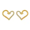 Pendientes de corazón con diamantes transfronterizos para mujer, lujo ligero, alta gama, amor, chapados en oro de 18 quilates, pendientes Joker de moda, venta al por mayor
