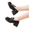 Mocasines para mujer 2026 otoño nuevo estilo punta redonda piel brillante estilo británico suela gruesa que aumenta la altura sin cordones zapatos tipo college para mujer