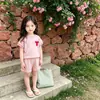 Nuevo Conjunto de Verano para Niñas: Conjunto de Camiseta Rayada con Top de Lazo y Shorts, Conjunto Sencillo de Dos Piezas de Manga Corta para Niños