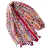 Bufanda Retro Floral con Borlas Estilo Francés con un Ambiente de Lujo Ligero, Chal de Doble Uso para Sesiones de Fotos Bohemias en la Playa para Mujeres
