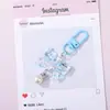 Accesorios para llavero con cuentas acrílicas, moño de lunares y colgante de perla, llavero creativo hecho a mano para DIY