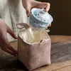 Miyanyan Juego de Té Portátil para una Persona para Viaje, Taza Gaiwan Pintada a Mano con Flor de Cerezo y Conejito Lindo, Taza de Servicio Rápido Juego de Té Kung Fu