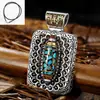 Collar de cuentas de nueve ojos con mantra shurangama de seis caracteres para hombres y mujeres con estilo étnico retro joyería de plata tailandesa pegada