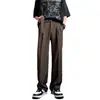 Pantalones de pierna recta con drapeado versátil, tendencia Otoño 2026, estilo moda Hong Kong para hombre, holgados, sencillos, de pierna ancha, hasta el suelo