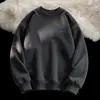 Moletom pesado com gola redonda para homens e mulheres, pulôver de caimento solto com estampa de letras, top versátil, jaqueta de primavera e outono, camiseta de manga comprida sem capuz