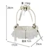 Cesta de Mano para Lanzar Flores de Dama de Boda Cesta de Flores de Boda Hecha a Mano con Encaje Decoración con Lazo Blanco Accesorio de Boda