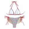 Bikini de Rayas de Verano 2027 Nuevo Comercio Exterior Transfronterizo Traje de Baño para Mujer con Lazo Traje de Baño de Playa