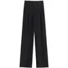 Pantalones de traje anchos negros para mujer, nuevo estilo primavera/otoño 2026, con caída, talla grande, super adelgazantes para cuerpo tipo pera