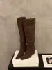Botas de tacón alto, punta fina, gamuza, hasta la rodilla, botas largas, zapatos de mujer, colección otoño/invierno 2025, forradas de felpa, ajustadas, caña larga, botas de montar