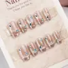 Ojos de Gato Sonrientes Usan Uñas Uñas Sentido Avanzado Francés Hecho a Mano Arte de Uñas Uñas Prefabricadas Caperucita Roja Spice Girl Uñas Postizas