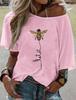 Camiseta de manga corta para mujer, popular en Amazon, nueva camiseta estampada de moda, 1688 Alibaba, nueva en línea