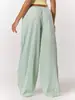 2026 Calça Longa Casual Listrada com Cordão Europeia e Americana Amazon Comprimento Total Calça Wide-Leg Feminina Estilo Verão Fina
