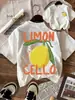 Camiseta Transfronteriza Aliexpress Creativa Patrón de Limón y Cítricos para Mujer Verano Top Suave Camiseta Pieza Completa