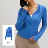 Chamarra de yoga adelgazante y favorecedora para mujer, con cierre de cremallera, con capucha, manga larga, poliéster-spandex de alta elasticidad, top tipo cárdigan deportivo y de fitness, otoño e invierno