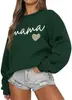Moletom Feminino Leedya Manga Longa Mãe Gola Redonda Casual Outono Pulôver Malha Oversized