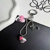 Diseño original colgante de corazón pintado en plata cadena de hueso de serpiente correa para teléfono llavero de coche accesorio de decoración para bolso