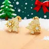Cao Shi Joyería de Lujo Ligero Pendientes de Árbol de Navidad Brillantes de Princesa Populares en Transmisiones en Vivo de Douyin Copo de Nieve Joyería Romántica de Invierno