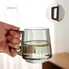 Vidrio borosilicato alto vidrio transparente negro taza burbuja regordeta alta temperatura lado vidrio madera taza de una sola capa