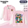 Camiseta de béisbol infantil Roblox, chaqueta casual con bloques de color y estampado de dibujos animados para primavera y otoño, para niños mayores