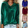 Top casual de terciopelo dorado liso para mujer 2026 otoño e invierno