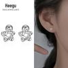 Xigu E1511 S999 prata estrela parafuso brincos feminino estilo coreano fresco oco estrela de cinco pontas doce estrela brincos