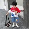 Conjunto de Bolsa de Verão Temática de Carro para Meninos, Novo Conjunto Casual Elegante de Duas Peças para Crianças, Roupinhas de Bebê da Moda