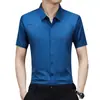 Nova Camisa Masculina de Manga Curta Estilo TikTok Verão 2024 Leve Madura Casual Gola Lapela Camisa Sem Marcas para Homens