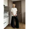 Camiseta de Manga Corta con Sentido de Diseño Americano para Hombre Verano Tendencia Marca Deconstruida Pareja Cuello Redondo Capa Base Holgada Casual Top Deportivo