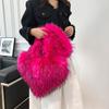 Bolso de Felpa de Visón Imitación de Moda Simple Nuevo Bolso de Amor de Piel Sintética Bolso de Hombro Cruzado de Gran Capacidad para Mujer