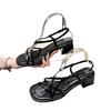Sandalias Abiertas para Mujer con Tiras Cruzadas para Ropa de Exterior Nueva Colección Primavera y Verano 2024 Estilo de Hada con Falda Estilo Nicho Tacones Altos Tacones Gruesos