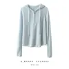 Estilo Novo Outono e Inverno 100% Caxemira Pura Feminino Com Capuz Cordão Meio Zíper Tricô Tricô Casual Versátil Tricô