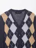 Suéter de Punto Suave con Cuello en V Acolchado de Manga Larga Retro para Mujer Cárdigan de Manga Larga Nuevo Estilo Estilo Transfronterizo Europeo y Americano