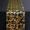 Amazon Transfronterizo Popular Malla de Lámina de Estampado en Caliente Camino de Mesa Decoración para Fiesta Navideña Boda Material Lujo Ligero Camino de Mesa Dorado