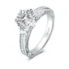 Envío Gratis [Anillo de Liquidación] Plata de Ley S925 Lujo Accesible Gama Alta Anillo de Zirconia Moissanita Ovalado Doble Capa para Mujer