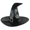 Nuevo Sombrero de Bruja de Halloween Fiesta Sombrero de Bruja de Cuero Sombrero de Bruja Negro Marrón Maquillaje Cos Accesorios