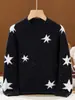 Nuevo Suéter de Punto de Lana Pura con Borde Enrollado y Cuello Redondo de Manga Larga con Jacquard de Estrella y Puntos de Colores para Niños Otoño/Invierno 2026