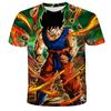 Tendencia Europea y Americana Animación Verano Dragon Ball Dibujos Animados Impresión Digital 3D para Hombre y Mujer Camiseta Holgada de Manga Corta y Cuello Redondo