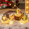 Casa de Pão de Gengibre de Resina de Natal Casa Pequena Papai Noel Boneco de Neve Micro Paisagem Enfeites de Resina Decorações de Natal Enfeites