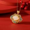Popular en vivo Yilu plata S925 plata esterlina chapado en oro Jade Blanco Jade cloisonné artesanía de seda Ruyi colgante de fideo de huevo