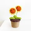Plantas Verdes Simuladas, Caras Sonrientes, Girasoles, Macetas, Adornos de Escritorio de Lana Tejida Terminados, Decoraciones Creativas de Plantas para Dormitorio