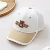 Chapéu de Malha de Proteção Solar de Verão para Crianças, Boné de Beisebol Colorido com Desenho de Ursinho Fofo, Chapéu de Sol para Meninos ao Ar Livre