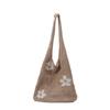 Bolsa de Compras de Grande Capacidade, Bolsa Simples, Bolsa de Ombro Feminina, Bolsa de Palha Vazada com Flores, Bolsa de Verão Versátil Tecida em Malha