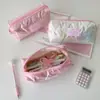 Estuche Brillante con Forma de Estrella Rosa y Femenino para Estudiantes, Bolsa de Almacenamiento de Papelería de Alto Valor, Bolsa Portátil de Almacenamiento para Cosméticos para Salidas