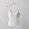 Camisola de Seda de Morera Modal para Mujer con Cinturón, Almohadilla en el Pecho, Base Interior, Primavera y Verano, Ajuste Delgado, Adelgazante, Ropa Exterior, Top sin Mangas