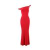 Estilo Europeu e Americano Outono Cruzamento de Fronteiras Comércio Exterior Feminino Sexy Uma Alça Ajustado ao Corpo Cor Sólida Vestido Atacado