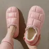 Pantuflas de Algodón Suave Impermeables Estilo 'Pisar Mierda' Pantuflas de Casa Suela Gruesa Antideslizantes Inodoras Silenciosas para Mujer