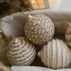 Adorno Navideño Colgante de Bola de Espuma Envuelto en Cuerda de Algodón Envuelto en Cuerda de Cáñamo de 8 cm Accesorios de Decoración Árbol de Navidad Sisal En Stock